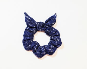 Blue and White Scrunchies - Honey Bee Scrunchies - Bow Scrunchies - Hair tie