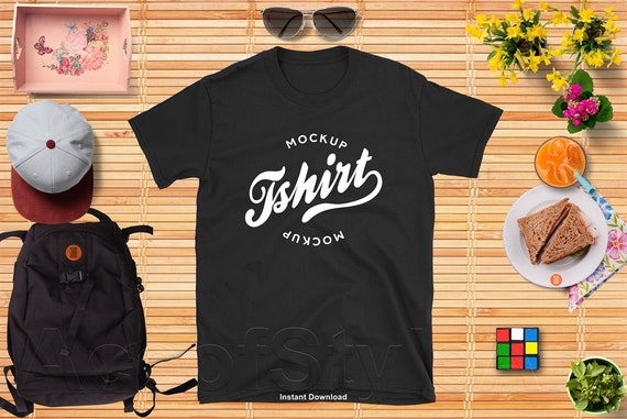 Tshirt Mockup Color Black Gildan 64000 Bamboo Shirt Mock Up Etsy