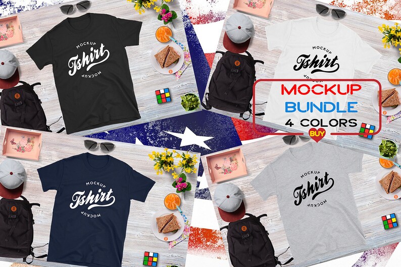 Download Tshirt Mockup Bundle 4 Colors Gildan 64000 Shirt Mock Up ...