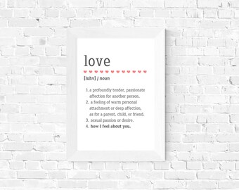 Love Definition | Printable Wall Art | Romantic Art | Home Decor | Digital Art | Valentines Day | Love Print  | Instant Download