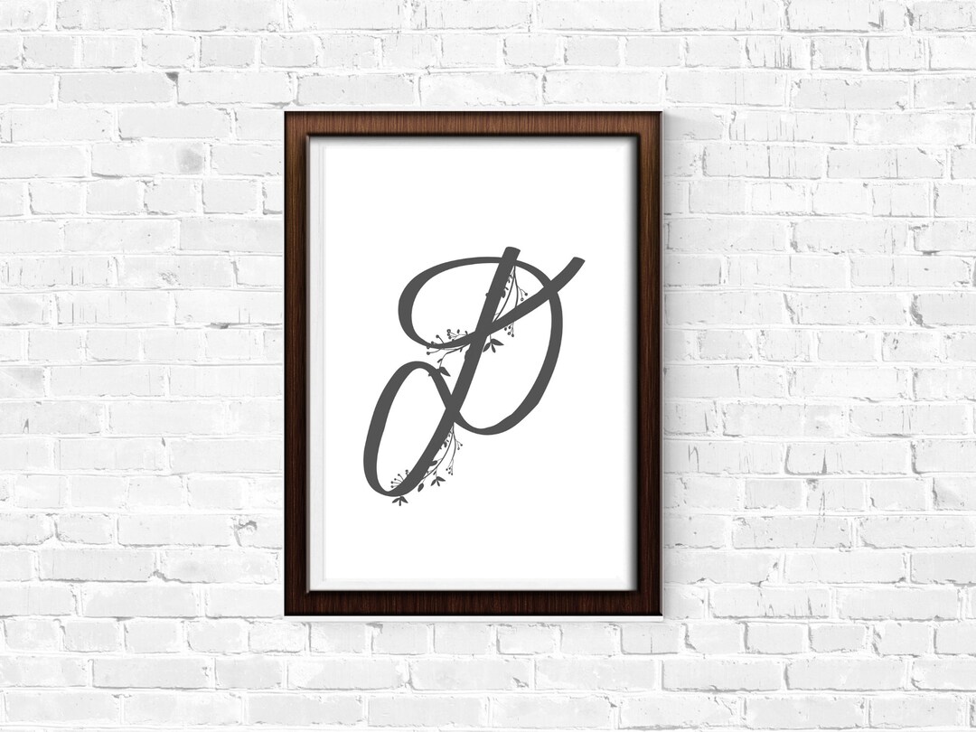 Gray Vine D Initial | Printable Letter | Printable Wall Art | Letter D ...