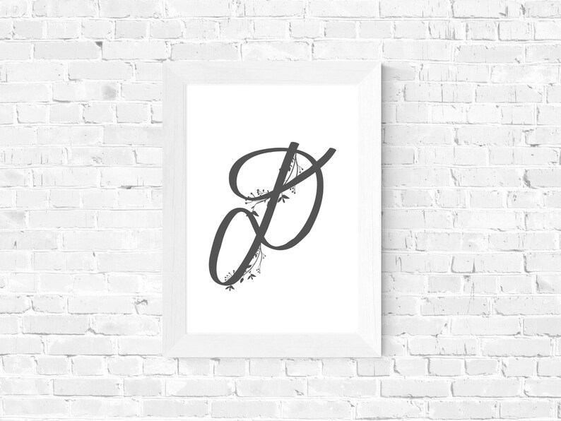 Gray Vine D Initial | Printable Letter | Printable Wall Art | Letter D ...