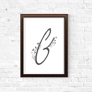 Gray Vine G Initial | Printable Letter | Printable Wall Art | Letter G | Home Decor | Typography | Digital Art  | Instant Download