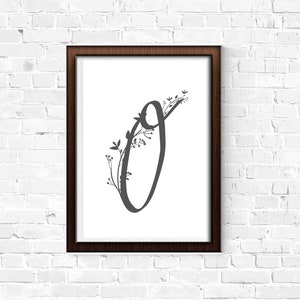 Gray Vine O Initial | Printable Letter | Printable Wall Art | Letter O | Home Decor | Typography | Digital Art  | Instant Download