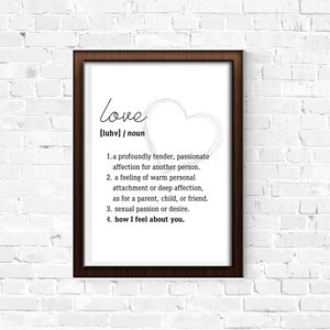 Love Definition | Printable Wall Art | Romantic Art | Home Decor | Digital Art | Valentines Day | Love Print  | Instant Download