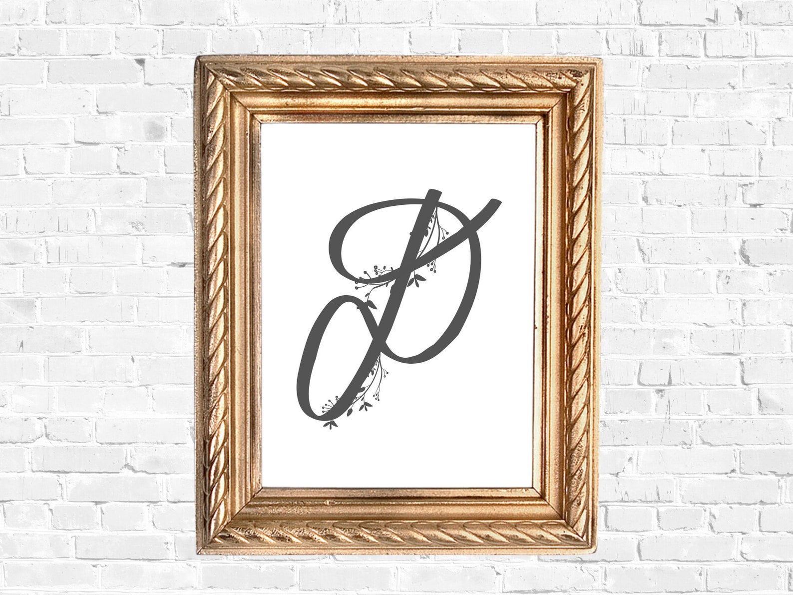 Gray Vine D Initial | Printable Letter | Printable Wall Art | Letter D ...