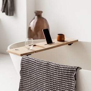 Bath Caddy Tray, Home Spa, Bathtub Tray with Wine Glass Holder, Birthday Gift, Care Gifts for Women, Bathtub Caddy, Bath Tray for Tub