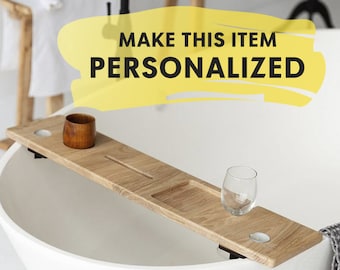 Bath Caddy, Oak Bath Caddy, Wooden Bath Tray, Bathroom Storage, Bathroom Caddy