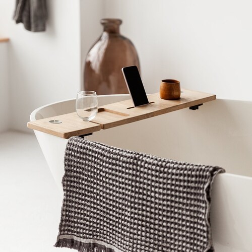 Black Solid Wooden Handmade Bath Tray Bathtub Rack Bridge Etsy Canada