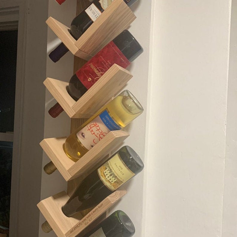 Wood Wine Rack Wall Mounted Shelf & Hanging Bar Shelf Etsy