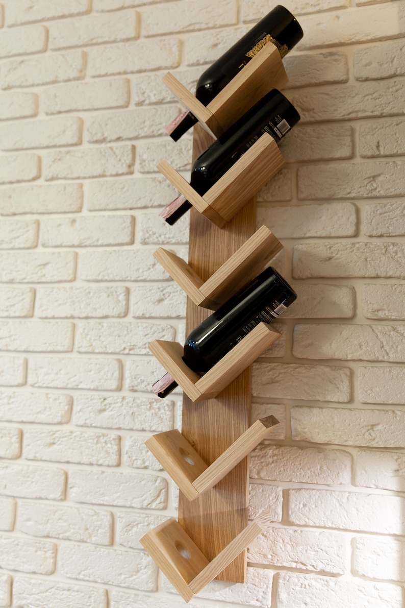 Wood Wine Rack Wall Mounted Shelf & Hanging Bar Shelf Etsy
