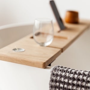 Rustic Wood Bath Tray, Gift for Her, Bath Caddy Bathtub, Bathroom Wooden Tray, Bath Caddy Tray for Tub, Bath Accessories, Self Care Gifts