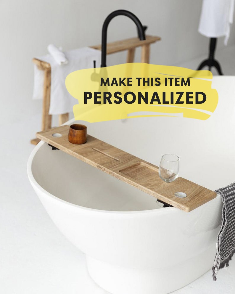 Bath Caddy Oak Bath Caddy Wooden Bath Tray Bathroom Etsy