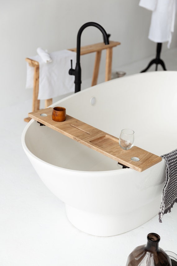 Handmade Bathtub Caddy, Bath Organizer, Natural Wood Bathtub Tray