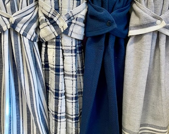 Stay Put Kitchen Hanging Towel- Hanging Hand Towel -Bathroom Towel- Navy Blue Print Towels- Snappy Towels-Tea Towel- Housewarming Gift-Blue