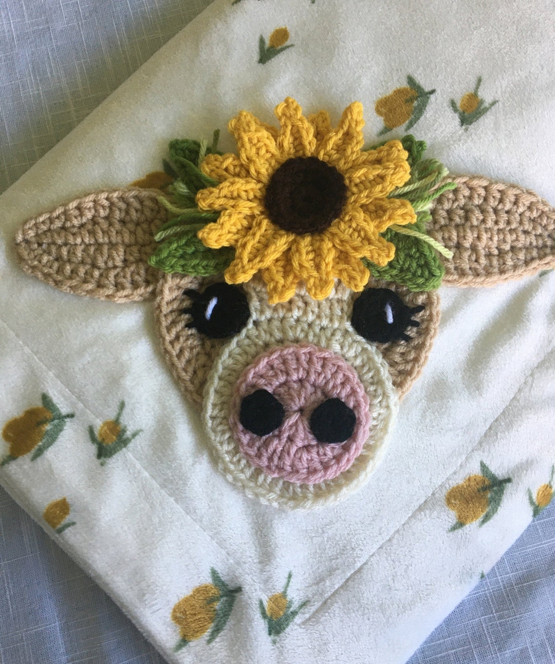 Baby blanketCrocheted Applique Baby BlanketBaby Cow Blanket Etsy