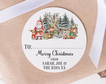 24 Personalised Christmas Stickers, Santa North Pole Delivery Gift Tag Labels