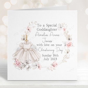 Personalised Christening Card for Girls | Baptism/Naming Day Card | Christening Card For Daughter, Granddaughter, Goddaughter