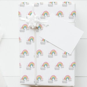 Pastel Rainbow Birthday Wrapping Paper | Personalised A3 Birthday Gift Wrap for 1st Birthday Small Presents