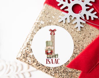 Personalised Christmas Stickers, 24 Nutcracker Santa North Pole Delivery Gift Tag Labels