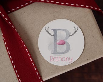 Personalised Christmas Stickers, 24 Reindeer North Pole Delivery Gift Tag Labels for Presents