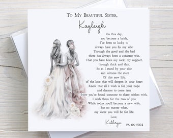 Personalised To Sister on your Wedding Day Card