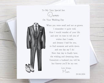 Personalised Son Wedding Card - To My/Our Son on Your Wedding Day - Son Wedding Gift