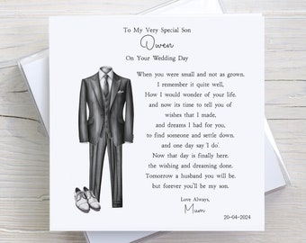 Personalised to Son on your Wedding Day Card