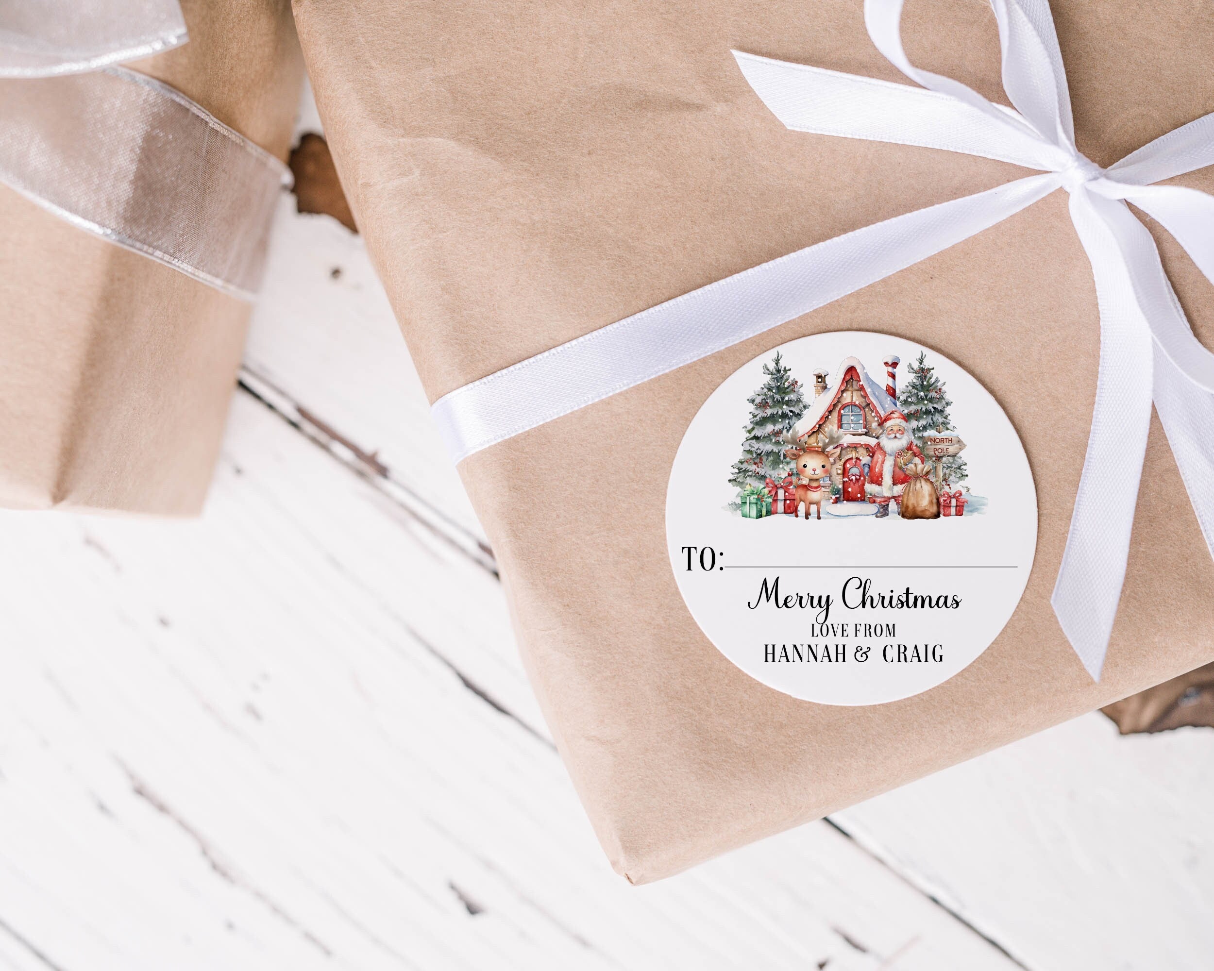 24 Personalised Christmas Stickers | Personalised Christmas Gift Labels | Santa Gift Stickers