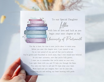 Personalised Off To University Card, Good Luck at Uni Gift for Daughter, Son, Grandson