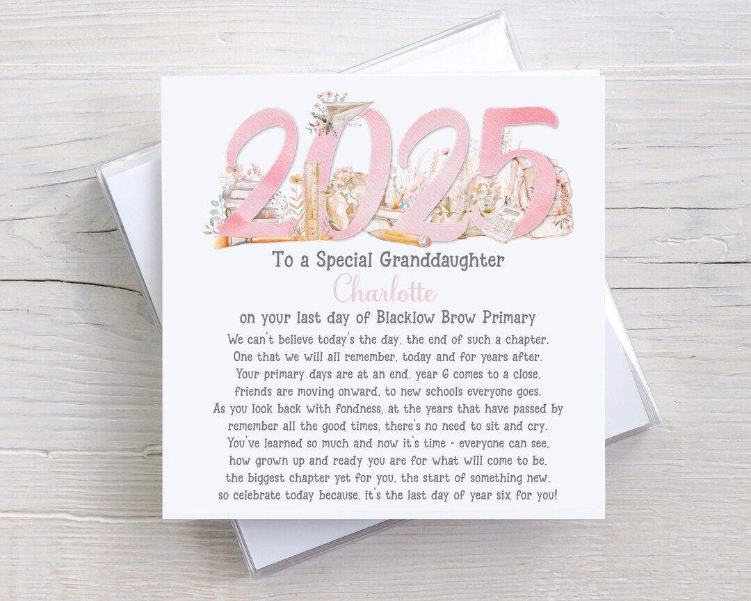 Year 6 Leavers Card | Personalised Last Day of School | End of Primary ...