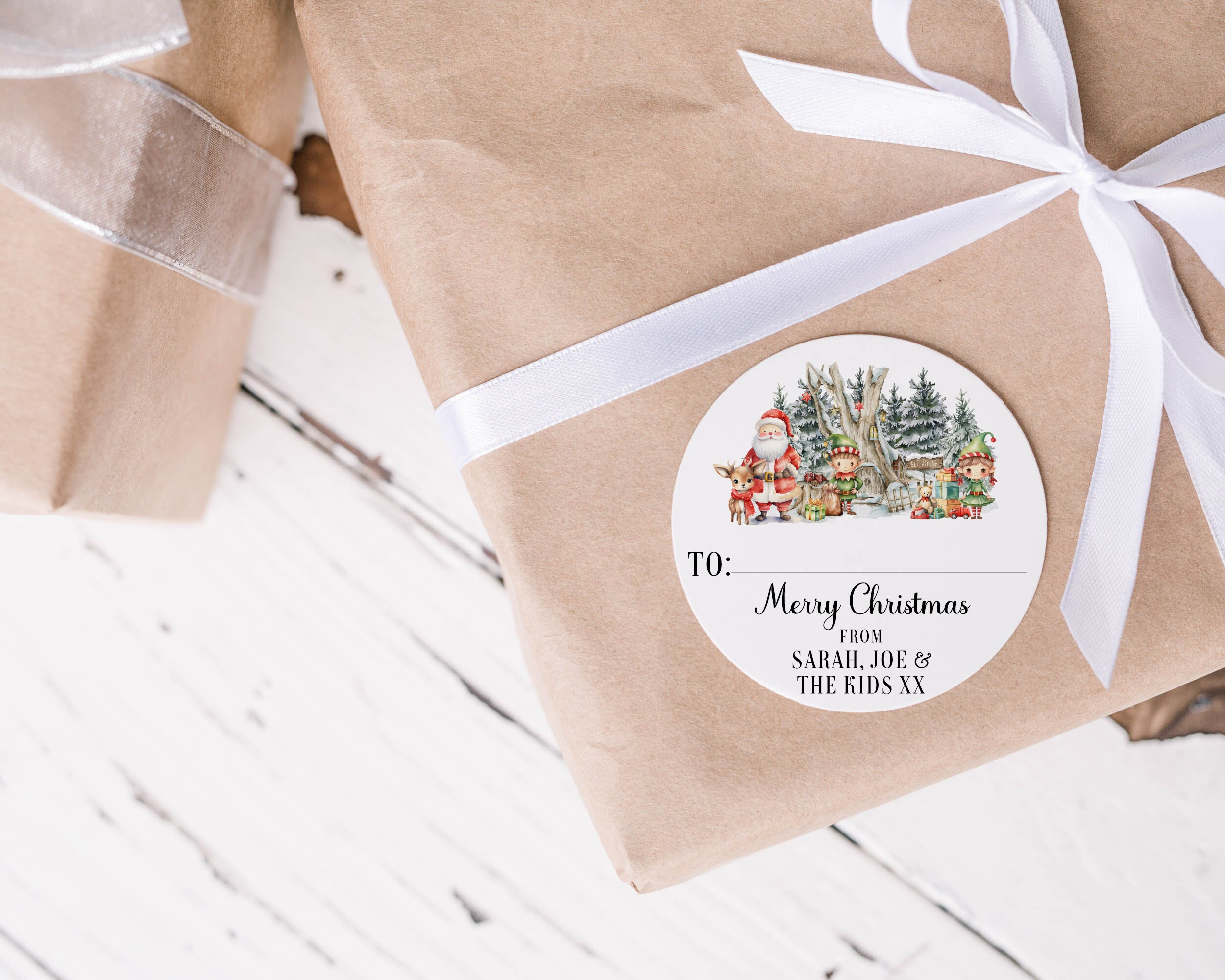 24 Personalised Christmas Stickers | Personalised Christmas Gift Labels | Santa Gift Stickers