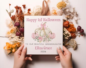 Personalised First Halloween Card for Girls, Happy Halloween daughter, granddaughter, niece