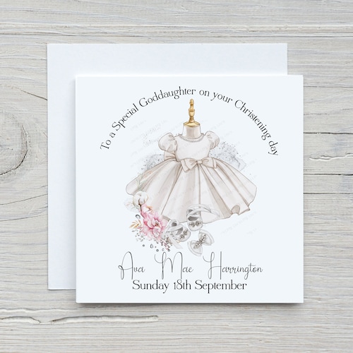 Personalised Christening Card for Girls |  Christening Card For Daughter, Granddaughter, Goddaughter