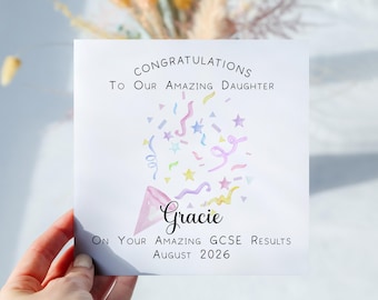 GCSE Results Card,  Congratulations on your GCSEs for Daughter, Son, Grandson, Granddaughter