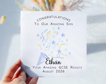 GCSE Results Card,  Congratulations on your GCSEs for Daughter, Son, Grandson, Granddaughter