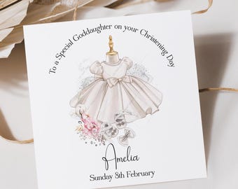 Personalised Christening Card for Girls, Baptism/Naming Day Card, Daughter, Granddaughter, Goddaughter Keepsake Gift