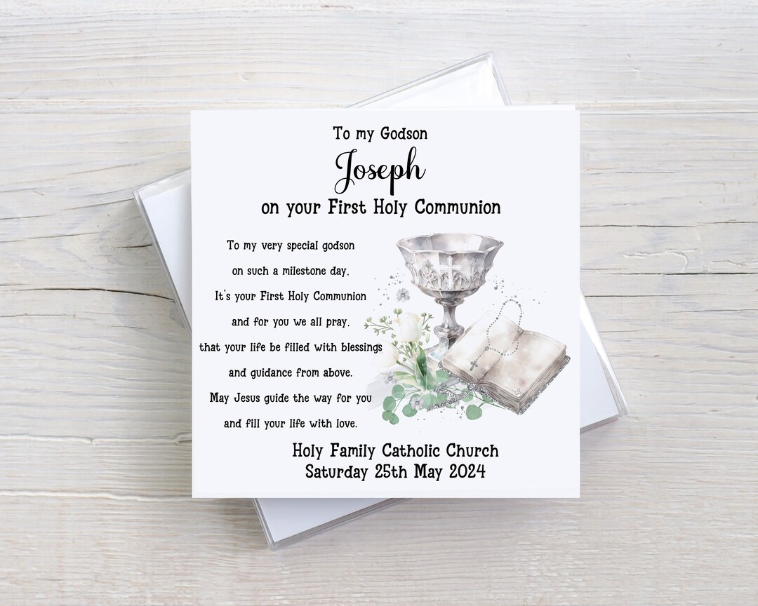 First Holy Communion Card for Boy | Personalised Holy Communion Card ...