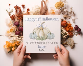 Personalised First Halloween Card for Boys, Happy Halloween Son, Grandson, Nephew