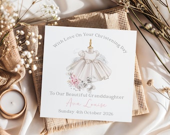 Christening Card for Girls, Personalised Baptism/Naming Day Card, Daughter, Granddaughter, Goddaughter