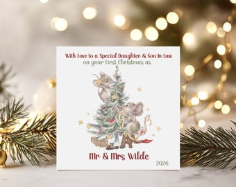 First Christmas as Mr & Mrs Card : Daughter Son-in-Law, Son Daughter-in-Law, 1st Xmas Married Keepsake