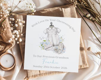 Christening Card for Boys, Personalised Baptism/Naming Day Card, Son, Grandson, Godson