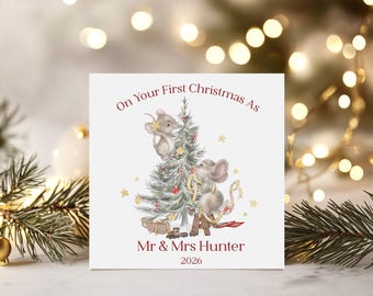 First Christmas as Mr & Mrs Card : Daughter and Son-in-Law, Son Daughter-in-Law, 1st Xmas Married Keepsake