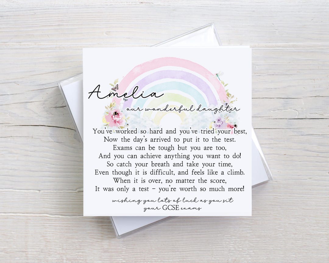 Personalised Good Luck in Your Exams Card for GCSE, Sats, A Levels ...