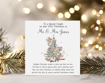 First Christmas as Mr & Mrs Card : Daughter and Son-in-Law, Son Daughter-in-Law, 1st Xmas Married Keepsake
