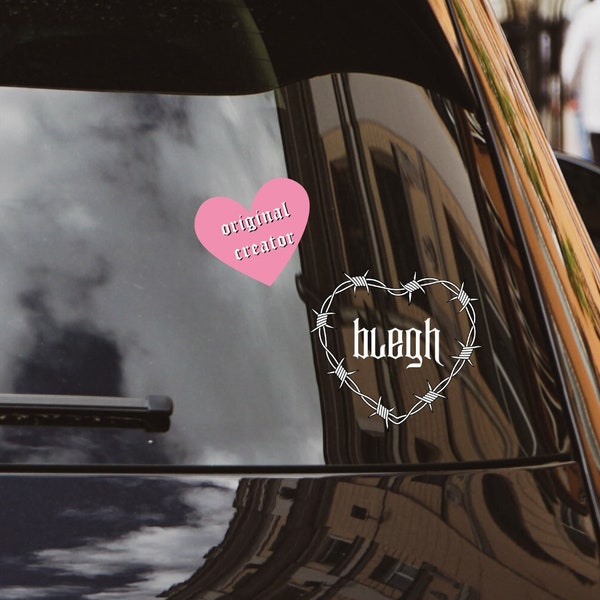 Blegh decal, Barb Wire Heart Vinyl Decal, Goth decal, MIW, Motionless, INK