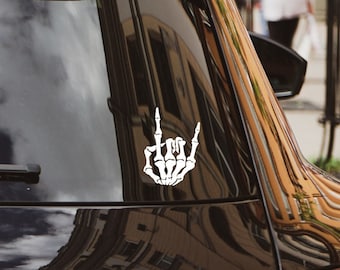 Rock On Skeleton Hand Decal, Metal Decal, Rock Decal, Skeleton, Skull, Spooky,