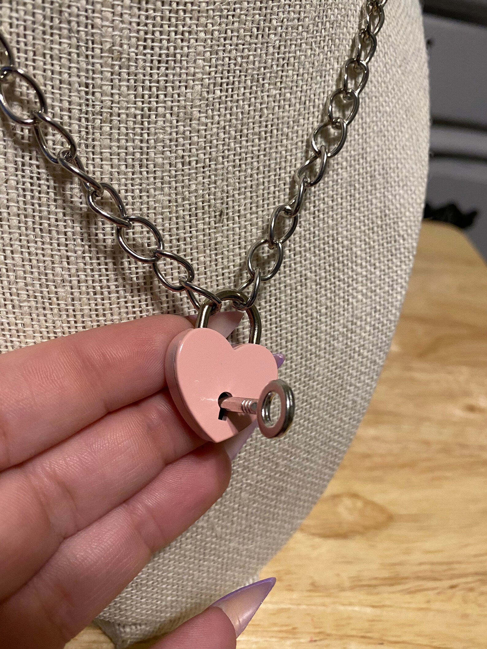 Pink Heart Lock Choker Heart Choker Choker Necklace Alt Girl E Etsy