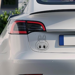 Labubu Vinyl Car Decal, Trendy Car Decal, Kawaii Car Accessories, Kawaii Decal, Monster Decal, Lafufu, Trendy