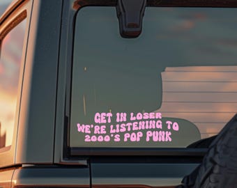 Entra, perdedor, estamos escuchando pop punk de los 2000, música punk, amante del punk, hasta el cuello, la historia hasta ahora, Arf Arf, calcomanía alternativa, emo del Medio Oeste